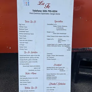 menu