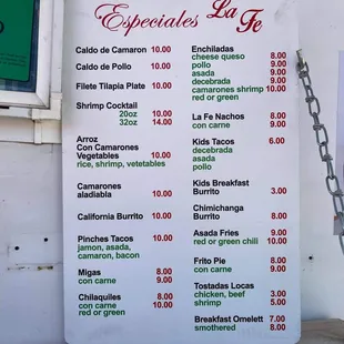 menu