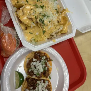 Chicken nachos n pastor mini tacos