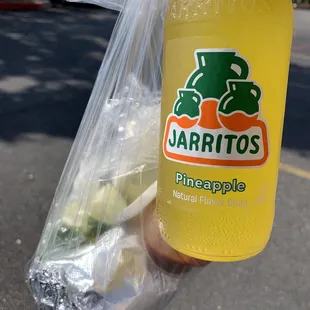 Al Pastor burrito with Pineapple Jarritos