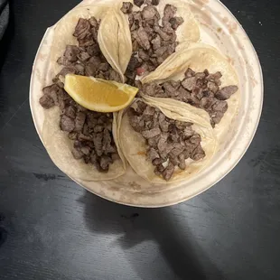 Requested Plain * tacos of carne asada
