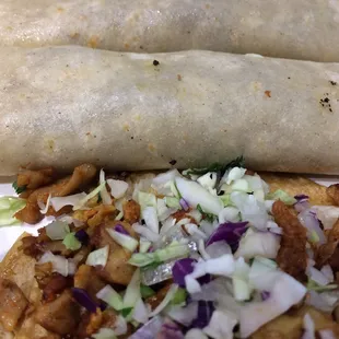 Chicken and veggie tacos