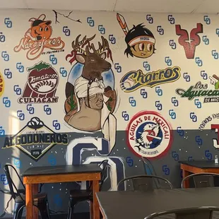 the interior of a tacos y hot dogs restaurant