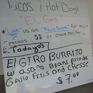 Specials change daily