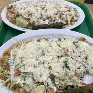 Carne asada huarache and half pollo asada and el pastor huarache