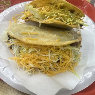 Hard shredded beef tacos