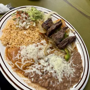 Fajitas and enchilada