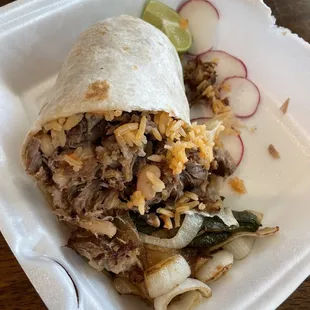 Half of Carnitas Burrito