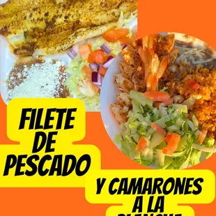 Filete de pescado y camarones a la plancha  #seafood #mariscos #mexicanfood