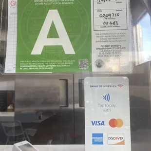 Food Inspection Grade 
&amp; Payment options