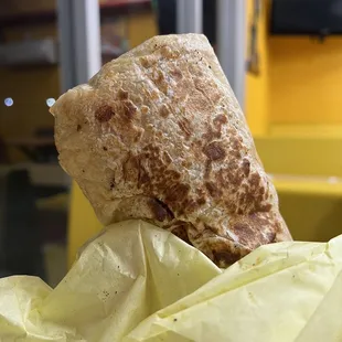 Bean and cheese burrito, requested to crisp up tortilla