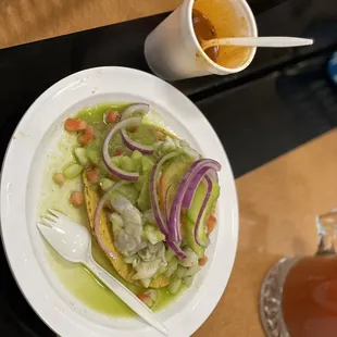 Tostada de aguachille verde