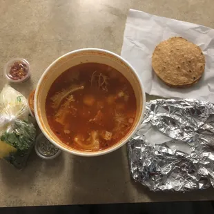 Awesome menudo. You get salsa and all this each time for like 10 bucks but totally worth it