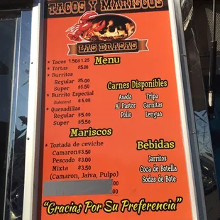 the menu