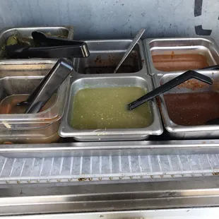 a variety of condiments