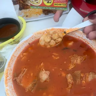 This is the very bland pozole with hard maíz