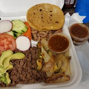 Combo plate with Carne Asada