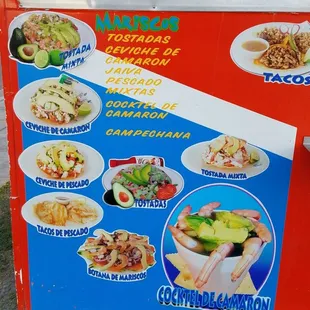 Mariscos menu