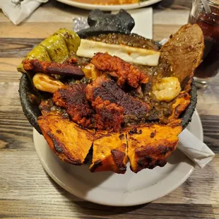 great flavor. chicken, steak, shrimp and chorizo.