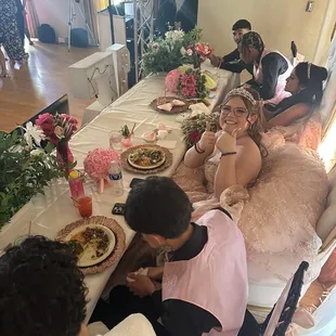 Birthday Girls eating Dinner