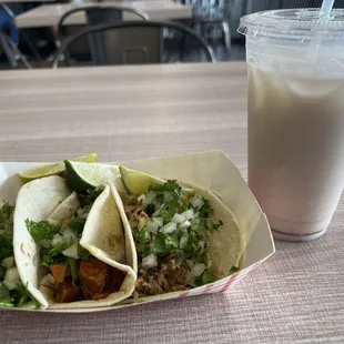 Tacos and horchata
