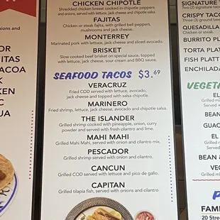 Signature and seafood tacos