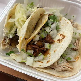 Pastor Taco, Chicken Taco, Steak Taco