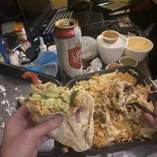 Steak Nachos &amp; Veggie Burrito