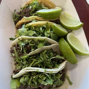 Barbacoa tacos -  3 flour / 3 corn tortillas