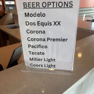 Beer Options