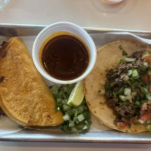 Quesabirria Taco and Steak Taco