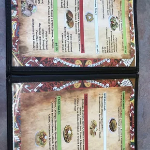 Page 1 and 2 of Menu
