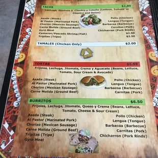 Menu page 1
