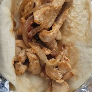 Chicken fajita fresh out of the reactor.