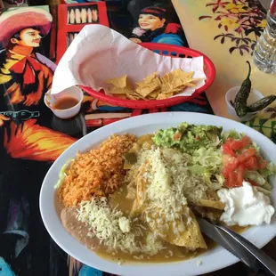 Chicken Enchilada combo. In-Joy!