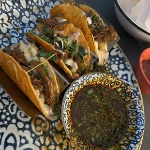 Birria Tacos with Consume