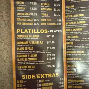 Tacos, platillos, &amp; sides