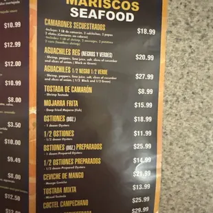 Mariscos/seafood options
