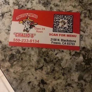 a qr code on a counter