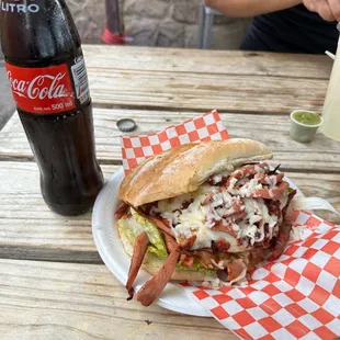 a sandwich and a coke