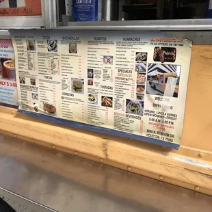 a menu on a food truck