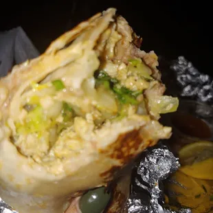 Inside the chicken burrito