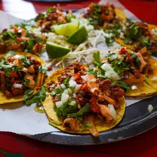 Mini Tacos Campechanos: Al pastor, chorizo and grilled chicken