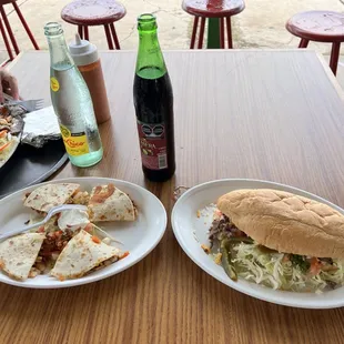Gringa de pastor (left) Torta de la Casa torta rica (right)