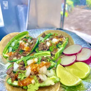 Any type of meat jalapeños tacos with cheese