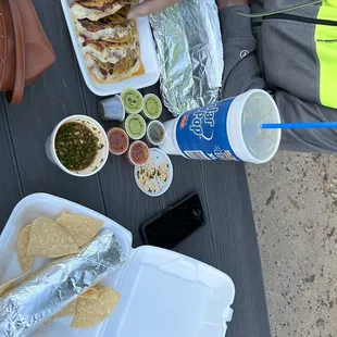 Tacoquesa and carneasada burrito