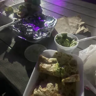 Quesadilla guacamole peach cheese brew so