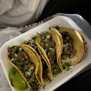 Carne asada, birria, Al pastor tacos ($2/ea)