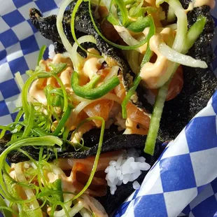 A closer look at the Salmon Sushi Tacos :)