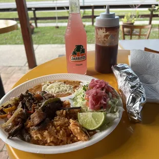 Special: Steak Ranchero with choice of taco shells (flour, corn, or hard), rice, and beans (refried or black beans) for $10.75